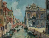 Harry Marriott Burton, San Paulo, Venice,' 1953/5, Oil on Board