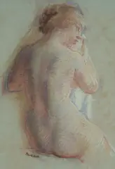 Arthur Murch, Nude with Towel, Pastel