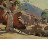 Leslie Alfred Campbell, The Pool, Ormiston Gorge, Central Australia, Oil on Canvas on Board