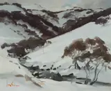 Graeme Inson, Under Kosciuszko [NSW], 1974, Oil on Board