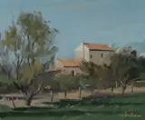 Graeme Inson, Farm, Provence, 1980, Oil on Canvas on Board
