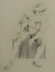 Charles Billich, Seated Nude, 1973, Charcoal