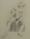Charles Billich, Seated Nude, 1973, Charcoal
