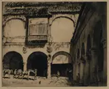 Lionel Lindsay, Old Market, Granada, 1926, Etching (ed. of 75)