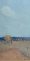 David Lake, Blue and Gold - Perthville, Oil on Canvas on Board