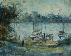 Wilmotte Williams, Sydney Harbour from Kirribilli, Oil on Canvas Board