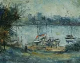 Wilmotte Williams, Sydney Harbour from Kirribilli, Oil on Canvas Board