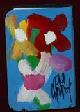 Flowers by Pro Hart, Oil on Bible Cover, sold Jul 2024