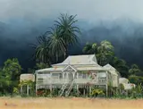 John Milenkovic, Queenslander and Mountain Range, Oil on Board