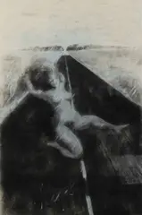 Roderick Malcolm Shaw, Naked Woman on the Road to Adelaide, c.1970, Charcoal