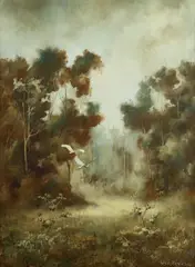 Peter Fennell, Flight of the Heron, Oil on Board