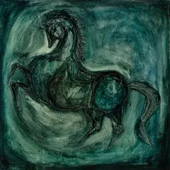 William Drew, Rearing Horse, 1959, Mixed Media on Board