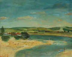 Cedric Flower, A Day at the Beach, 1982, Oil on Board