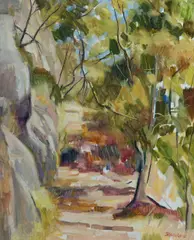 Brian Blanchard, Bush Steps, Oil on Canvas Board