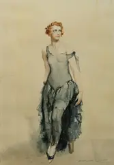 Norman Lindsay, Doreen/Grey Dress, 1932, Lithograph