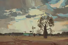 Queensland Bottle Tree (Ravensbourne, Blackall) by Alan Douglas Baker, Oil on Board, sold Jul 2024