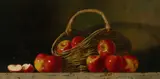 Jeffrey Wright, Apples with Basket, Oil on Board