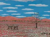 Hugh Schulz, Red Sand Country, 1982, Oil on Canvas Board