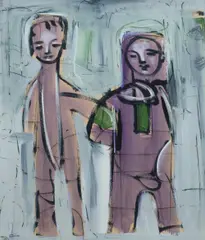 Carlos Barrios, Standing Figures, 1997, Mixed Media on Paper