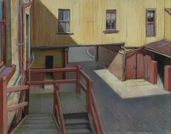 Brian Blanchard, Courtyard and Stairs, Pastel