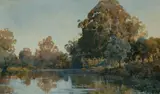 John Charles Allcot, Late Afternoon River Reflections, 1938, W/Clr & Gouache