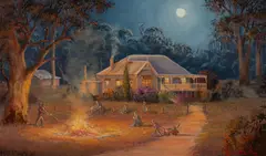Country Bonfire by John Bradley, 2009, Oil on Canvas on Board, sold Jul 2024