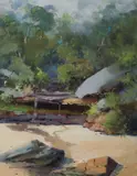 Allan Waite, Rain Coming, Collins Beach, Oil on Canvas on Board