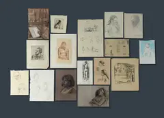 Brian Blanchard, (16), Group of various, note pad sketches, working drawings and trial prints