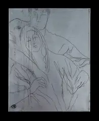Judy Cassab, The Couple, Original Zinc Etching Plate