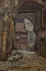 Alexandre Tielens, Courtyard, 1926, Oil on Panel