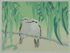 Masami Yamada, Kookaburras, c.1988, Colour Lithograph 40/70