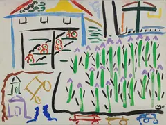 City Park by Malcolm de Chazal, Gouache, sold Jul 2024