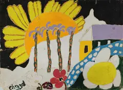 Sunset with Palms by Malcolm de Chazal, Gouache, sold Jul 2024
