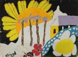 Malcolm de Chazal, Sunset with Palms, Gouache