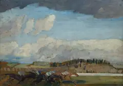 George Washington Lambert, The Race, Oil on Ply
