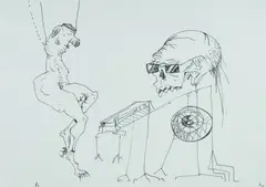 Life on a String by Adam Cullen, Ink on Paper, sold May 2024