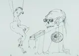 Adam Cullen, Life on a String, Ink on Paper