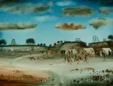 Fight Over Claims by Pro Hart, Oil on Canvas, sold May 2024
