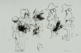 Charles Blackman, Sketches including Schoolgirls, Pen & Ink