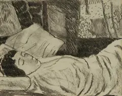 Sleeper, Fiji by Ray Crooke, Charcoal, sold May 2024