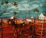Hugh Sawrey, Catching the Nags (W. QLD), Oil on Board