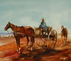 Hugh Sawrey, In The Long Paddock, Oil on Board