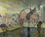 Judy Cassab, Pompidou Sculpture and Cathedral [Paris]