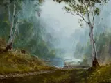 Kevin Best, The Stockman and His Mates (Khancoban, N.S.W.), Oil on Board
