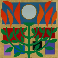 Tree of Life by John Coburn, Screenprint on Gold Metallic Paper A/P, sold May 2024