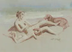 Arthur Murch, Beach Scene, Pastel