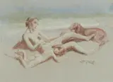 Arthur Murch, Beach Scene, Pastel