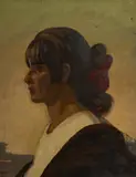 Frederick Leist, Profile Portrait of a Lady, Oil on Canvas on Board