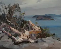 Eucalypt Survivor by Alan Douglas Baker, Oil on Board, offered May 2024