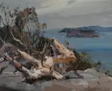 Alan Douglas Baker, Eucalypt Survivor, Oil on Board